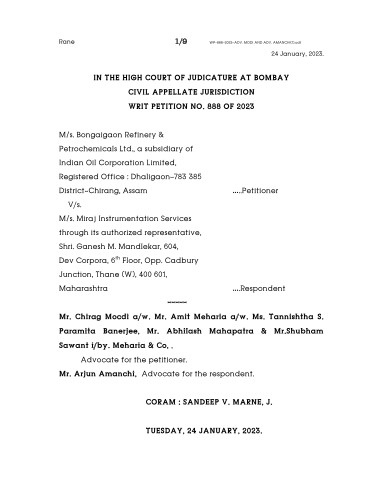 Judgment- IOCL v. Miraj Instrumentation Services