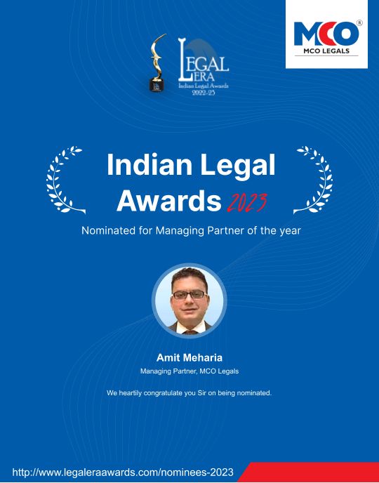 Indian Legal Awards 2023- Nominated for 'Managing Partner of the year'