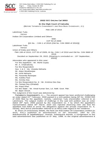 IOCL vs. Laxman Tudu Judgement(29.09.2022)