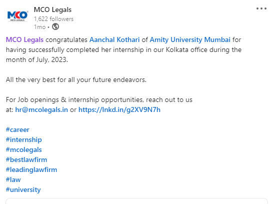Congratulates to Interns