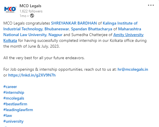 Congratulates to Interns